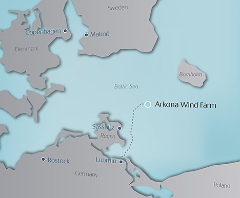 The Arkona farm will be in the Baltic Sea, 35 kilometres northeast of the Rügen island in Germany