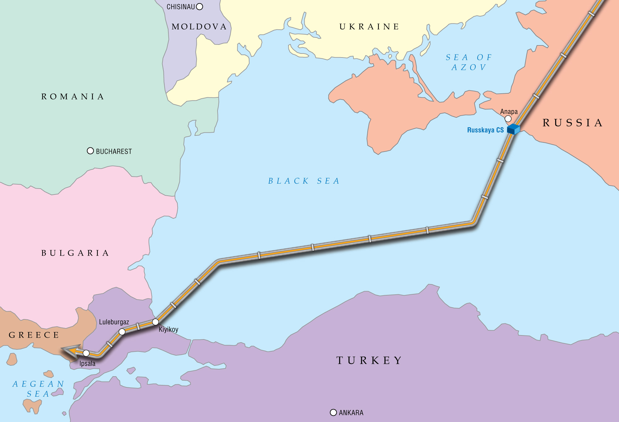 The path of the proposed TurkStream