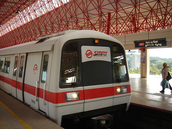 A train belonging to the SIngapore MRT (By GFDL / Creative Commons BY-SA 3.0 [CC BY-SA 3.0] license, via Wikimedia Commons)